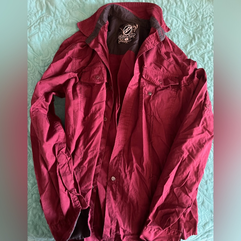 Maroon Long-Sleeved Dress Shirt